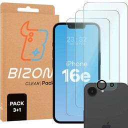 Bizon 3x Szkło hartowane + szybka na aparat Glass Clear 2 Pack do iPhone 16e