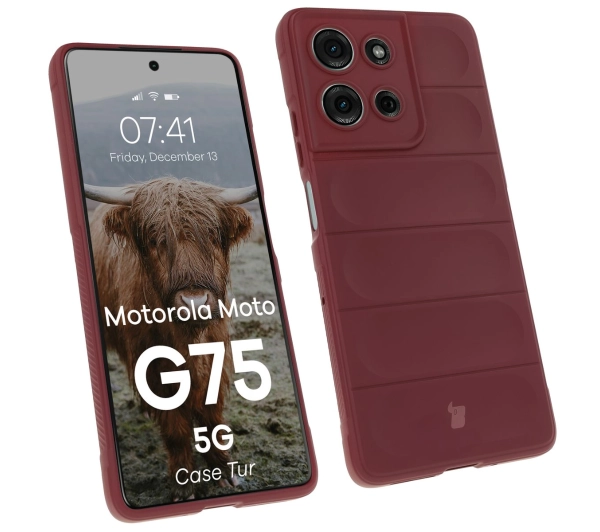 Bizon Pancerne etui Case Tur do Motorola Moto G75 5G, burgundowe