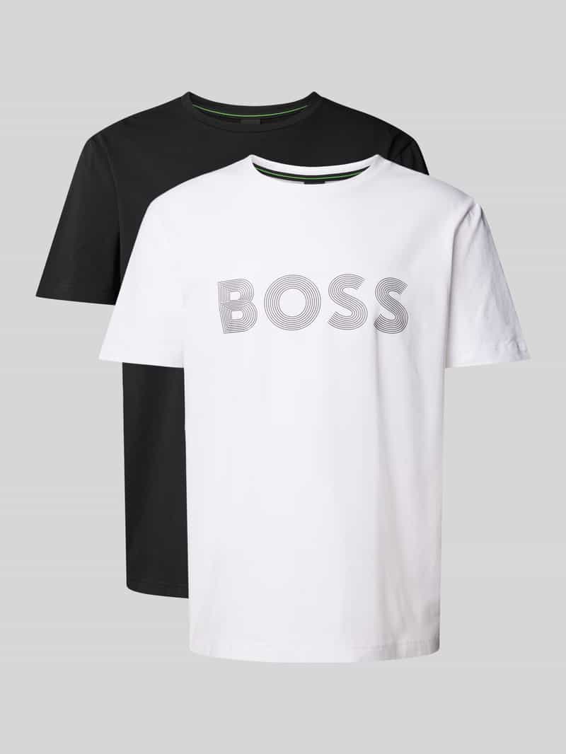 T-shirt o kroju regular fit z mieszanki bawełny w zestawie 2 szt.