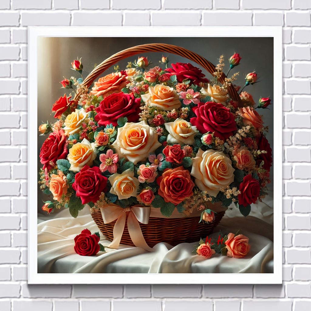 TEMU Zestaw do malowania diamentów 5D DIY, pełne wiercenie, okrągły kształt, materiał akrylowy (), artystyczny różą, z narzędziami, do dekoracji