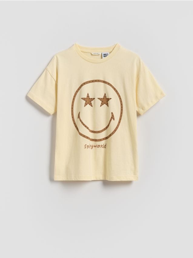 Reserved - T-shirt SmileyWorld® - beżowy