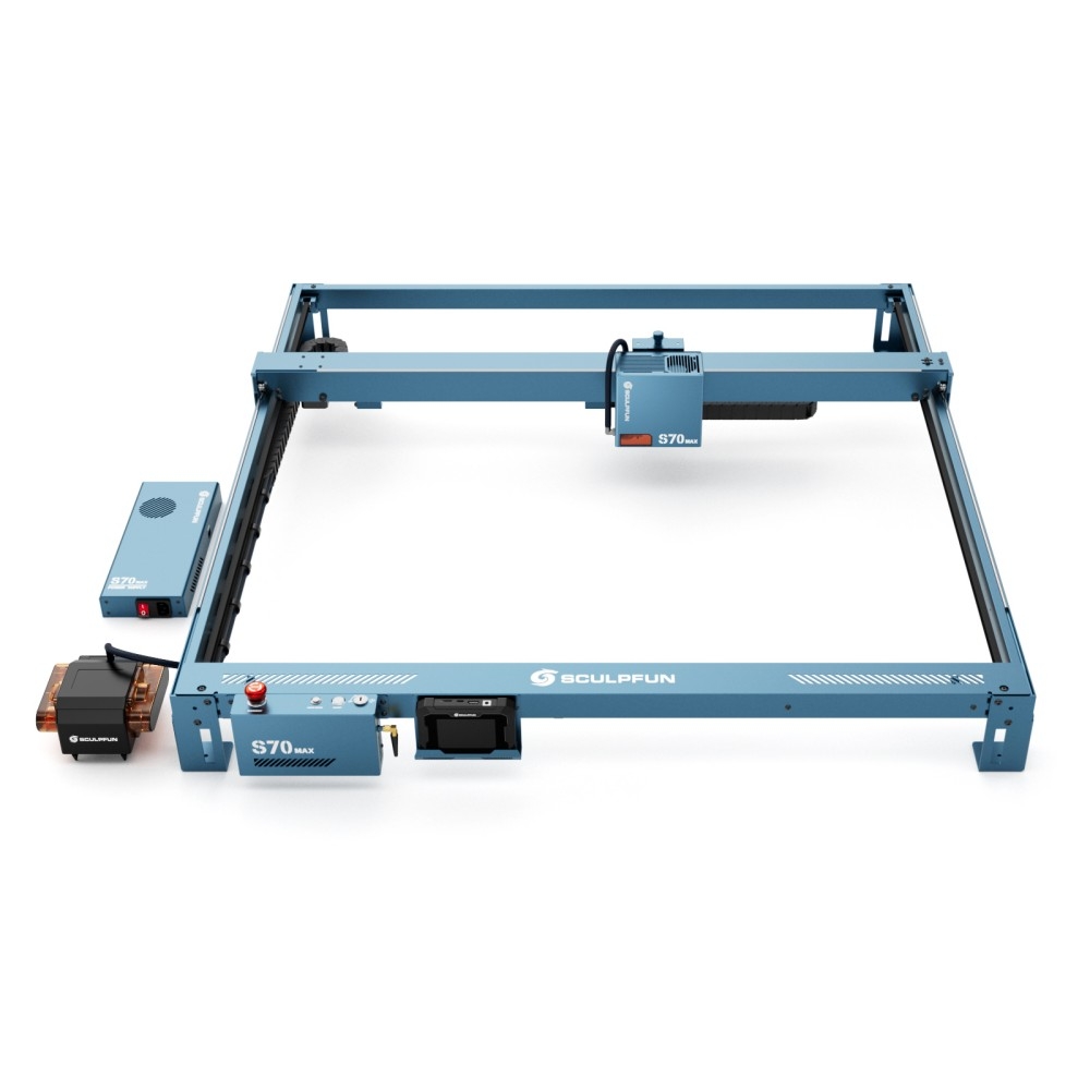 Grawerka laserowa SCULPFUN S70 MAX 70W, duża szybkość 36.000mm/min., plamka lasera 0,15×0,12mm, obszar roboczy 830*800mm