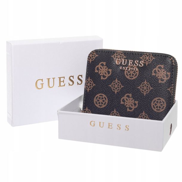 Guess Portfel Damski Laurel Slg Small Zip Brązowy