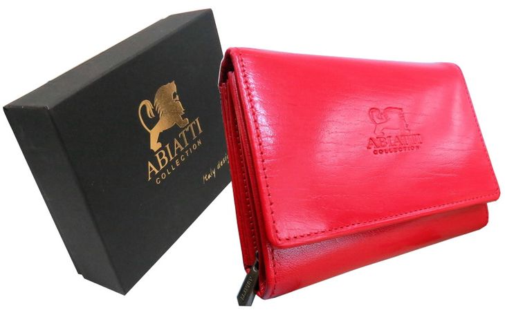 Skórzany Portfel Damski Abiatti Czerwony !
