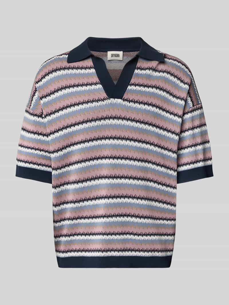 Koszulka polo o kroju oversized z dekoltem w serek model ‘LAURENZZO’