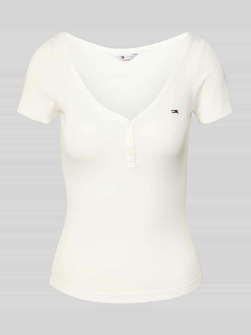 T-shirt o kroju slim fit z dzianiny o fakturze wafla