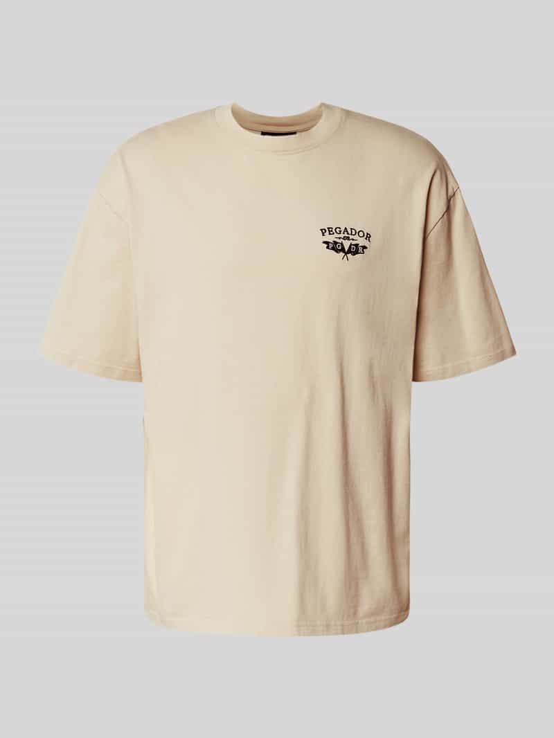 T-shirt o kroju oversized z wyhaftowanym logo model ‘Hamker’