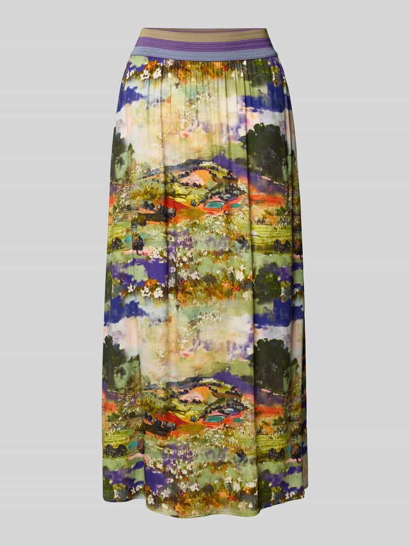 Spódnica midi z wiskozy z elastycznym pasem