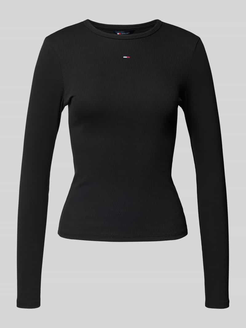 Bluzka z długim rękawem o kroju slim fit z prążkowaniem