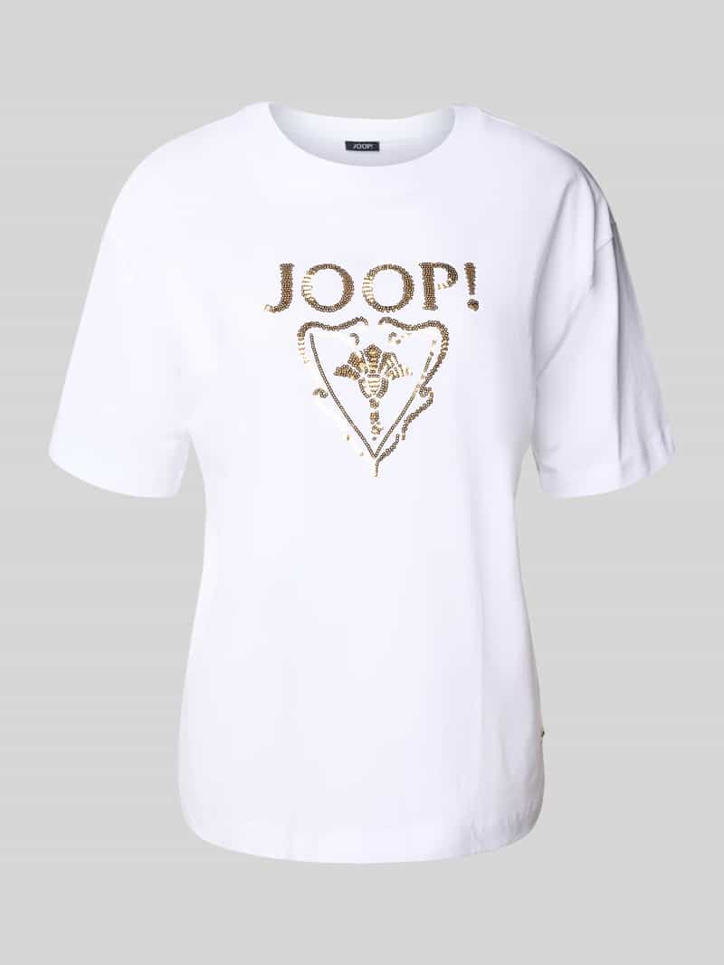 T-shirt z cekinowym obszyciem z logo model ‘TOMMA’