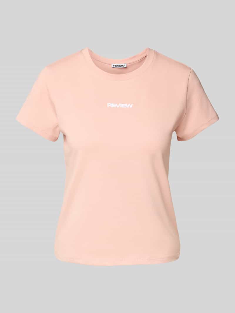 T-shirt z wyhaftowanym logo i okrągłym dekoltem