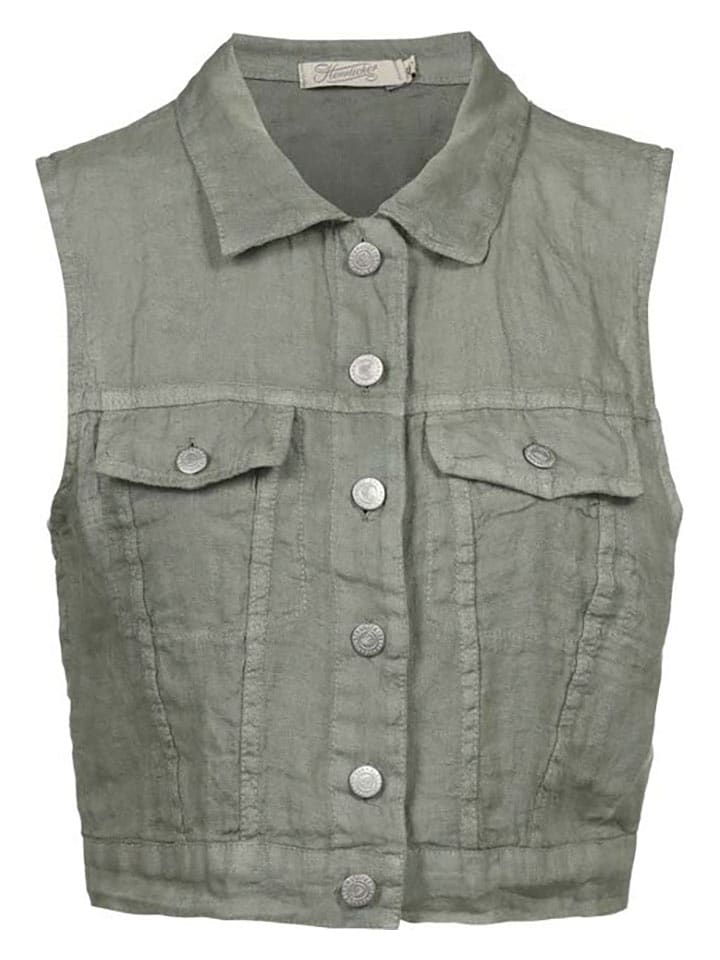 Herrlicher Lniana kamizelka w kolorze zielonym