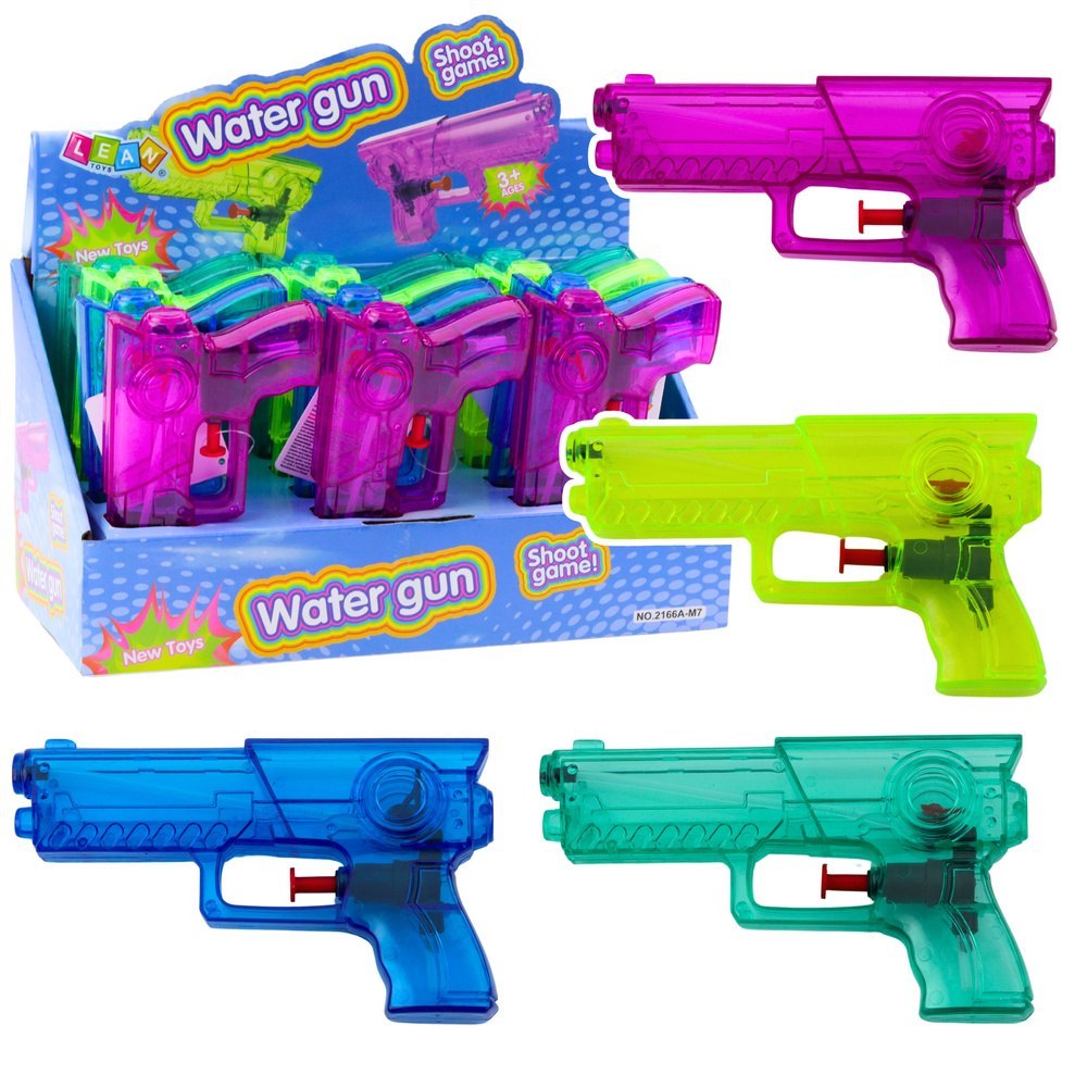 Mały Przeźroczysty Pistolet Na Wodę Różowy Niebieski Zielony Mix LEAN Toys