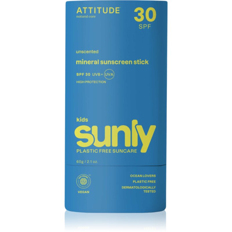 Attitude Sunly Kids Sunscreen Stick krem mineralny do opalania w sztyfcie dla dzieci SPF 30 60 g
