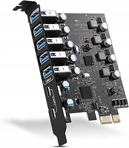 7 portów 2x USB C 5x USB 3.0 PCI-E rozszerzenie