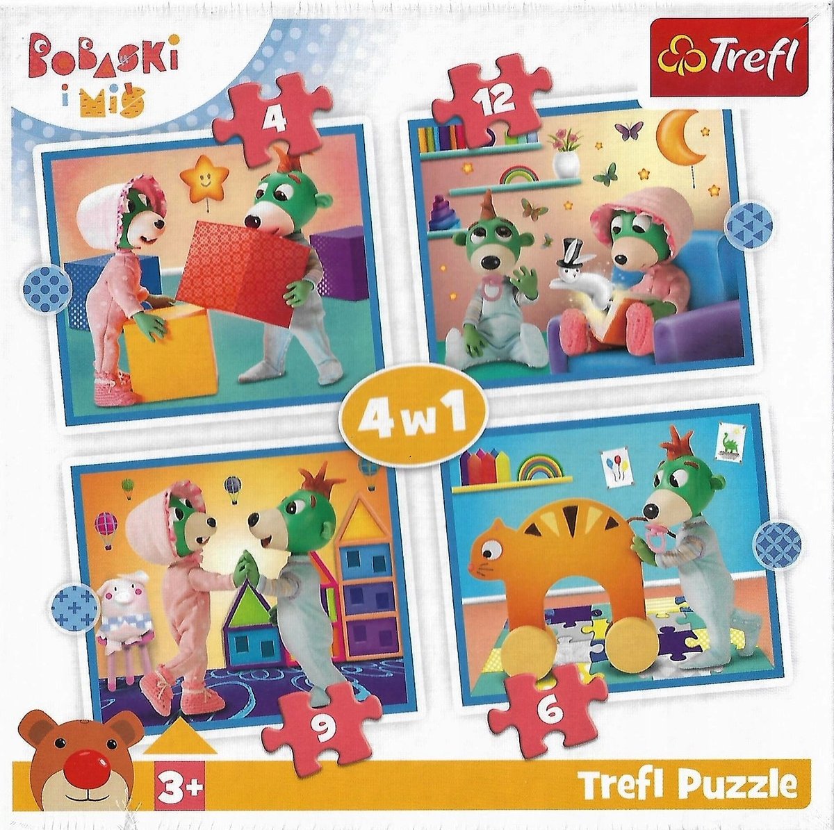 Puzzle 4w1 Bobaski i Miś 31 elementów