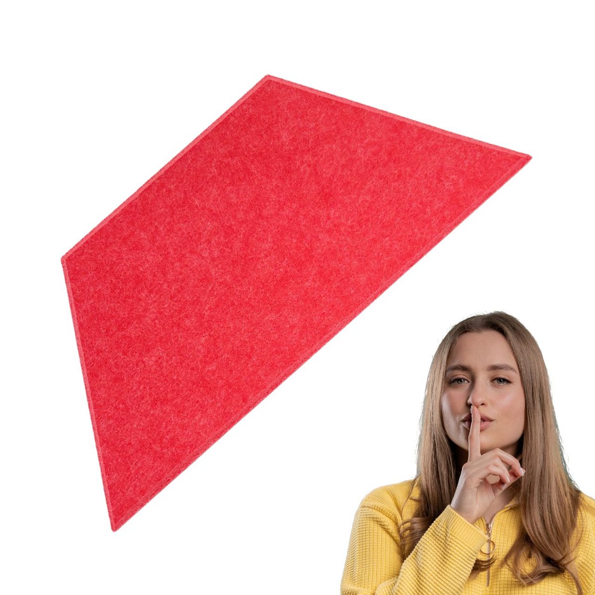 Półheksagon, trapez, panel filcowy akustyczny, dekoracja ścienna, czerwony