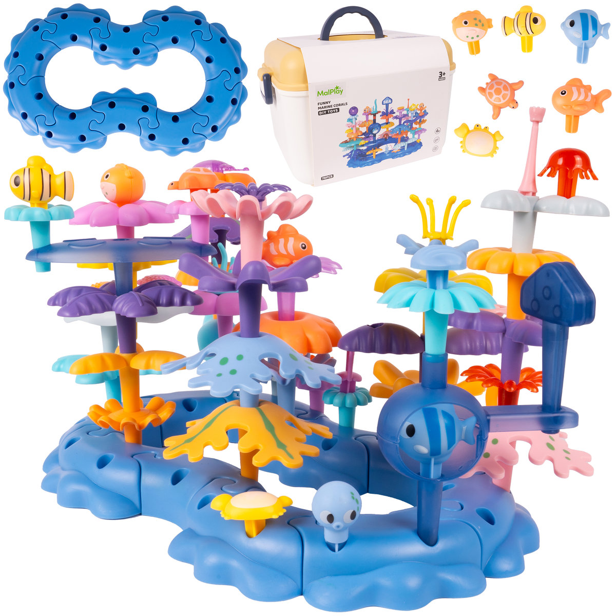 Klocki Kwiatki Konstrukcyjne Kwiaty Ogród DIY Rafa Koralowa Walizka 76 El.