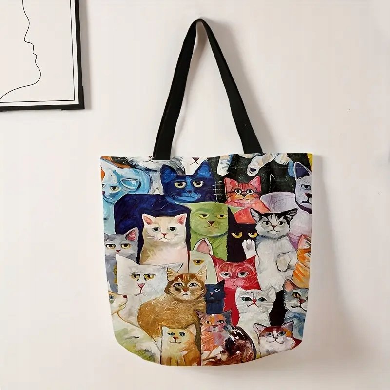 Torba shopperka tote śmieszne koty 38x33 cm kolorowa prezent dla kociary