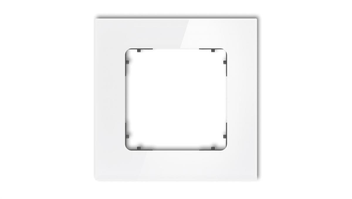 Icon ramka uniwersalna pojedyncza kwadratowa - efekt szkĺ‚a (ramka: biaĺ‚a spăłd: grafitowy mat) 0-28-irsk-1