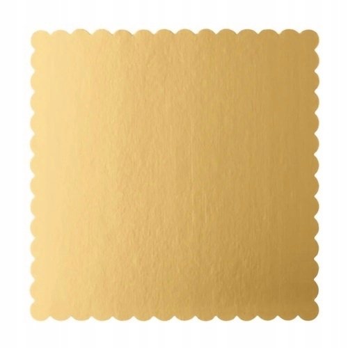 Podkład pod tort 25x25cm kwadratowy złoty fala podkładka na ciasto sztywny