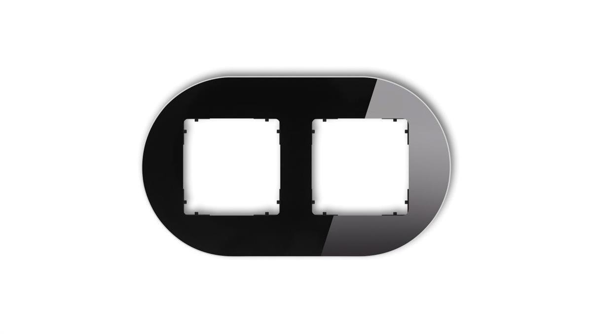 Icon ramka uniwersalna podwăłjna okrä…gĺ‚a - efekt szkĺ‚a (ramka: czarna spăłd: czarny) 12-12-irso-2