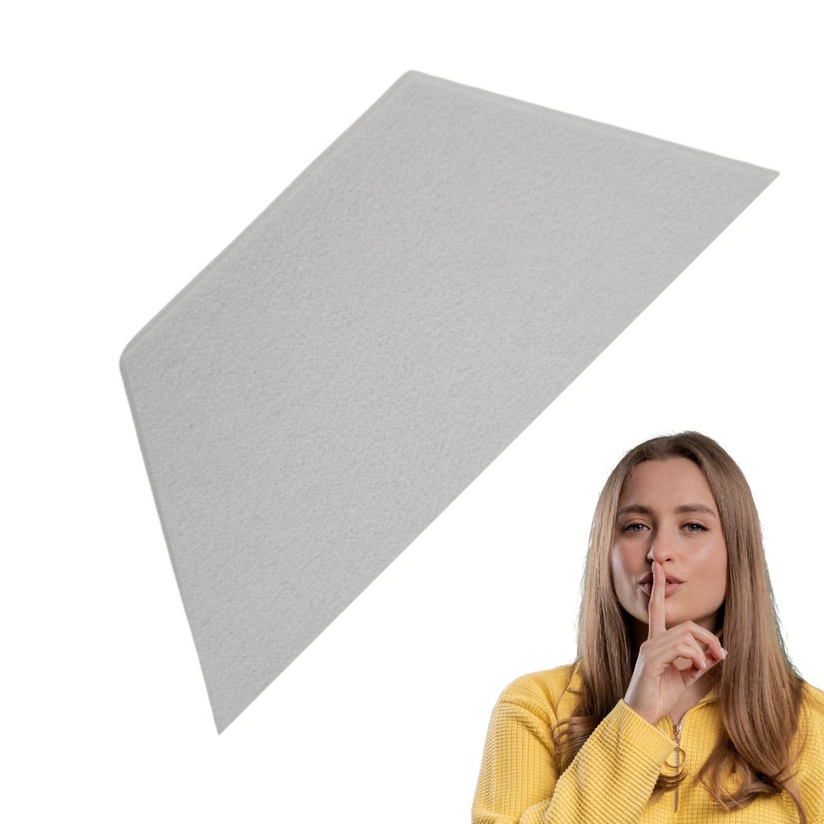 Półheksagon, trapez, panel filcowy akustyczny, dekoracja ścienna, biały