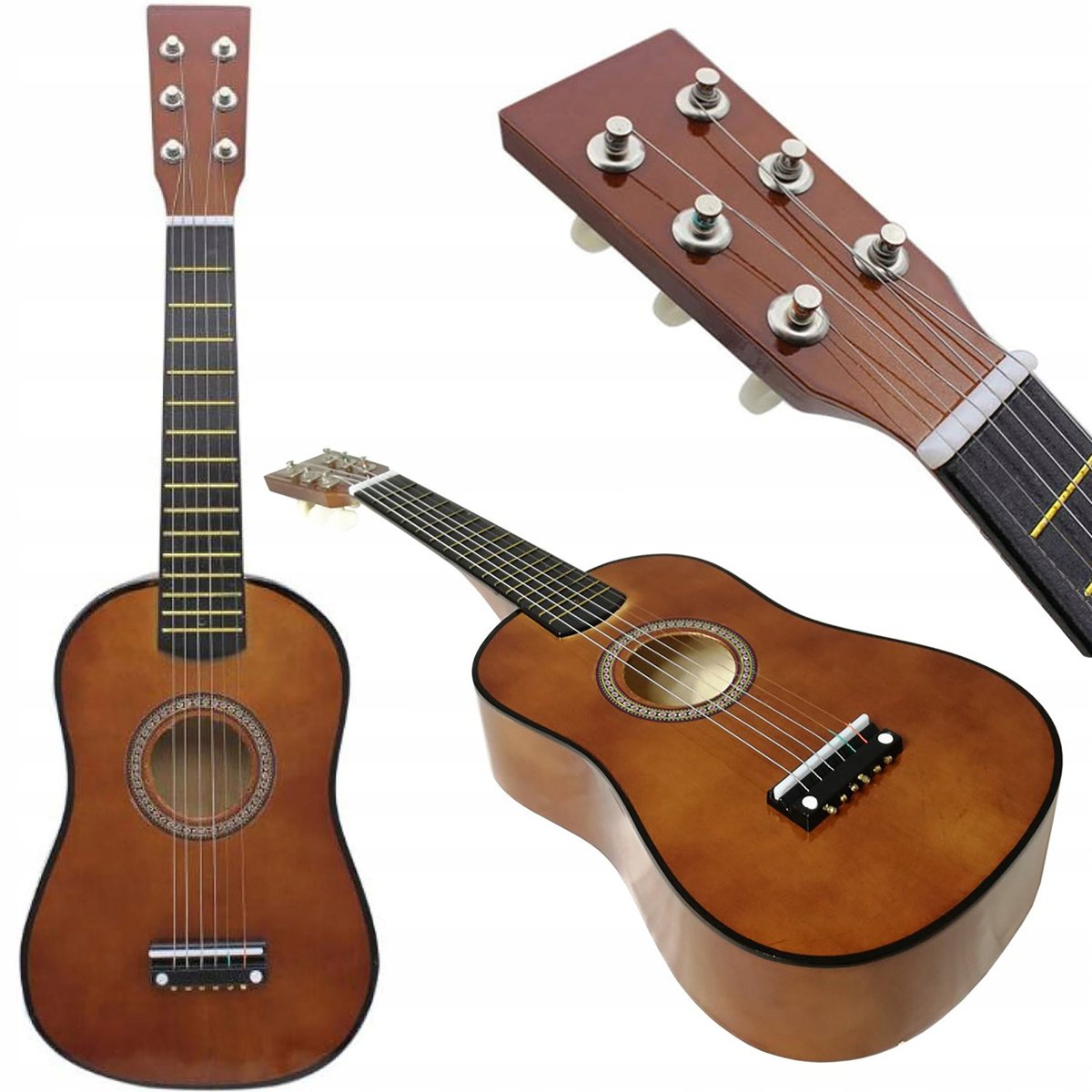 GITARA DREWNIANA AKUSTYCZNA 6 STRUNOWA DLA DZIECI IDEALNA DO NAUKI 60 CM