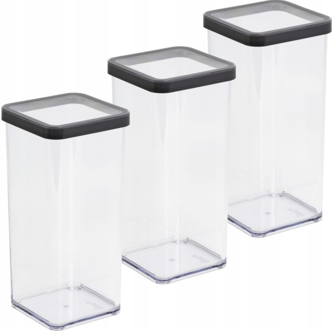 ROTHO ZESTAW 3 POJEMNIKÓW NA ŻYWNOŚĆ ARTYKUŁY SYPKIE 1,5L GRAFIT LOFT