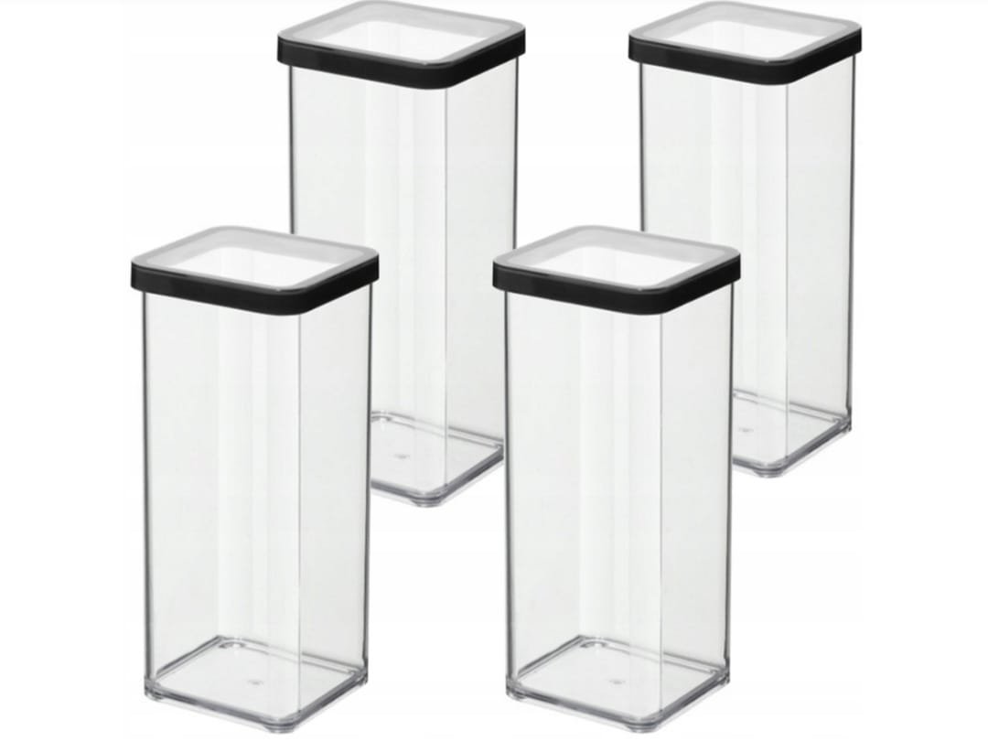 ROTHO ZESTAW 4 POJEMNIKÓW NA ŻYWNOŚĆ ARTYKUŁY SYPKIE 1,5L CZARNY LOFT