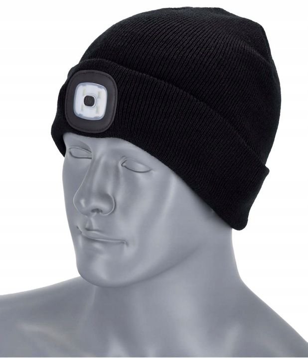 stalco CZAPKA ZIMOWA Z LATARKĄ Z PRZODU I TYŁU CZARNA S091491038