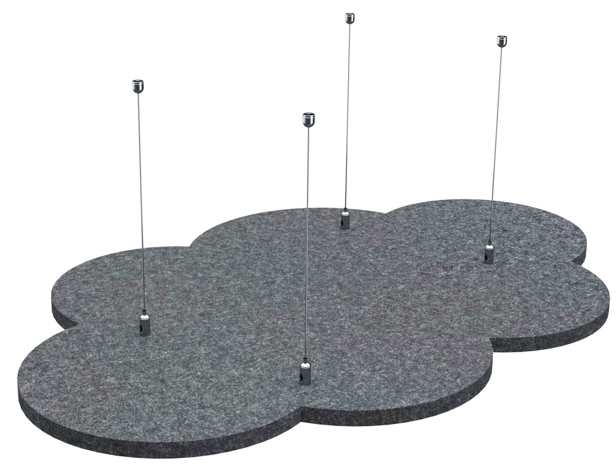 Wyspa sufitowa chmurka z zawiesiami, akustyczna wyspa, filc PET, dekoracja sufitowa, rozmiar M