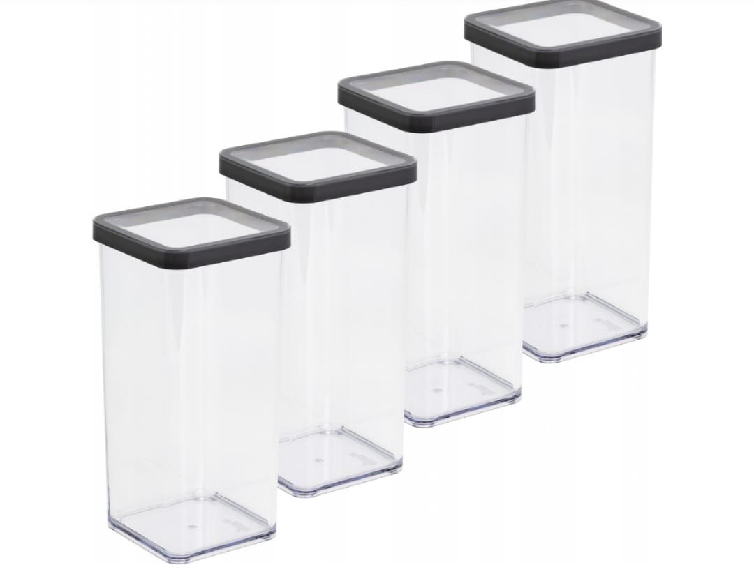 ROTHO ZESTAW 4 POJEMNIKÓW NA ŻYWNOŚĆ ARTYKUŁY SYPKIE 1,5L GRAFIT LOFT