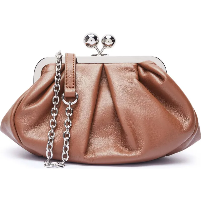 Weekend MaxMara Skórzana torebka na ramię PRATI Pasticcino
