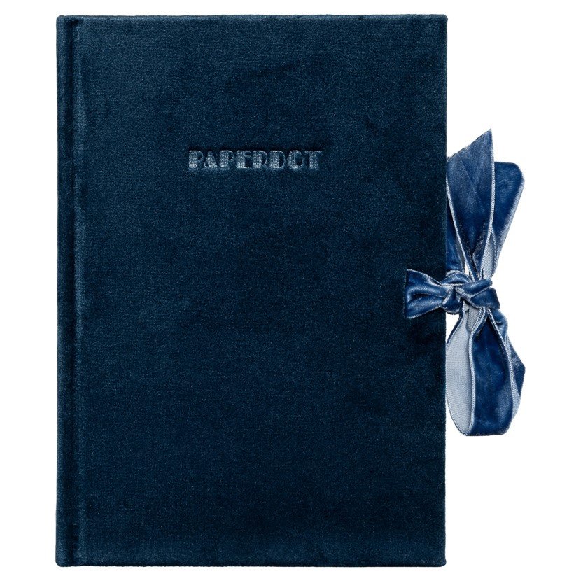 Notes welurowy granatowy ze wstążką