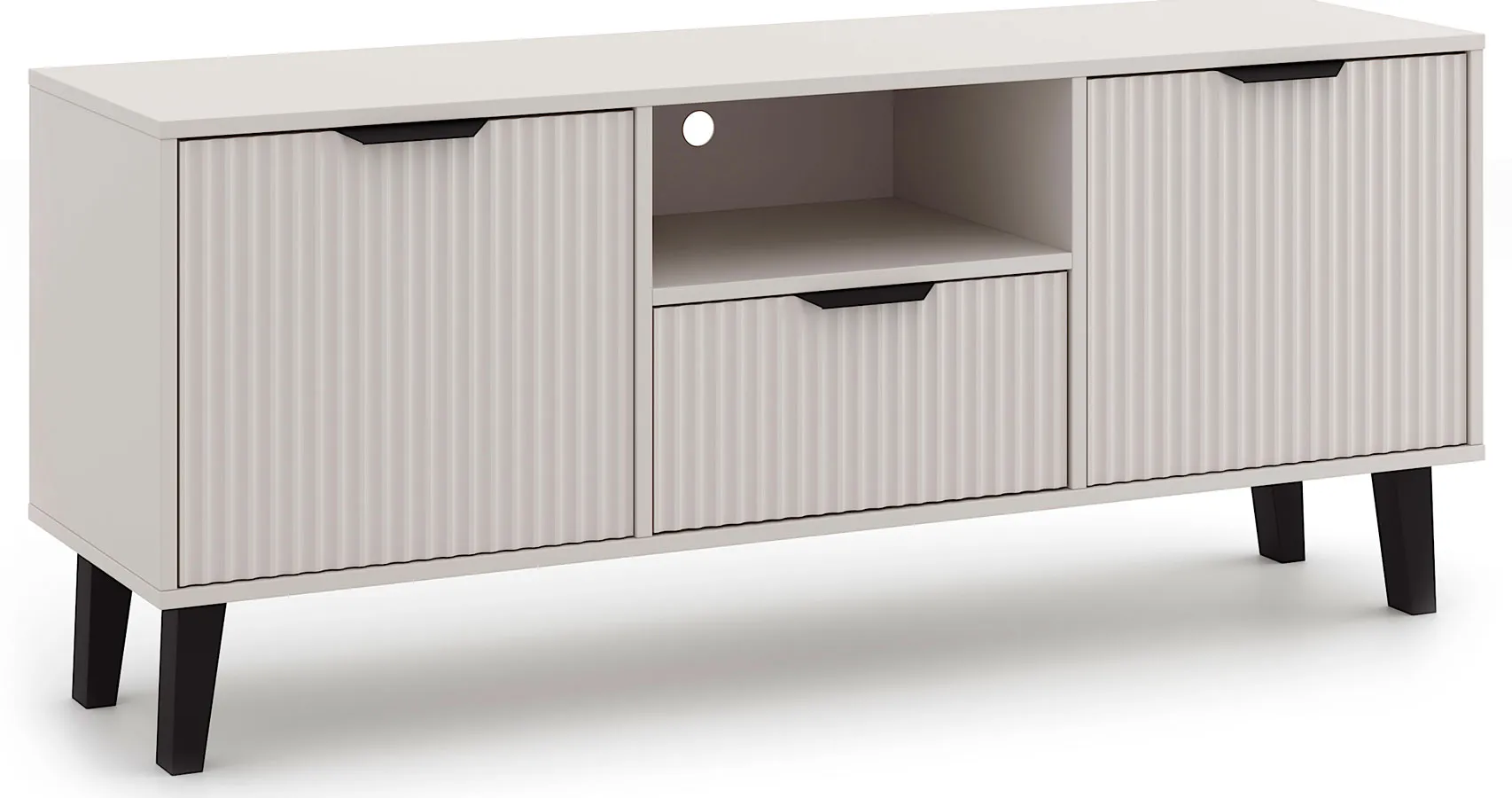 Kaszmirowa ryflowana szafka RTV na nóżkach P6-R32