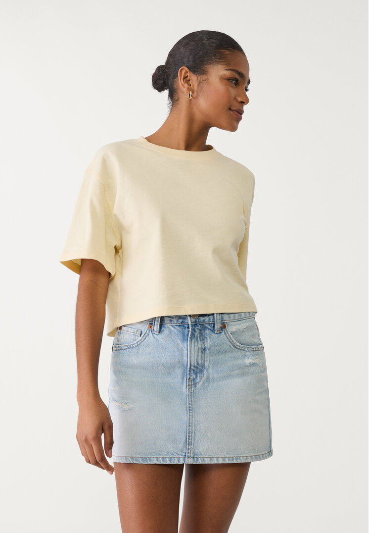 Stradivarius D60 Jeansowa spódnica mini Niebieski denim 44