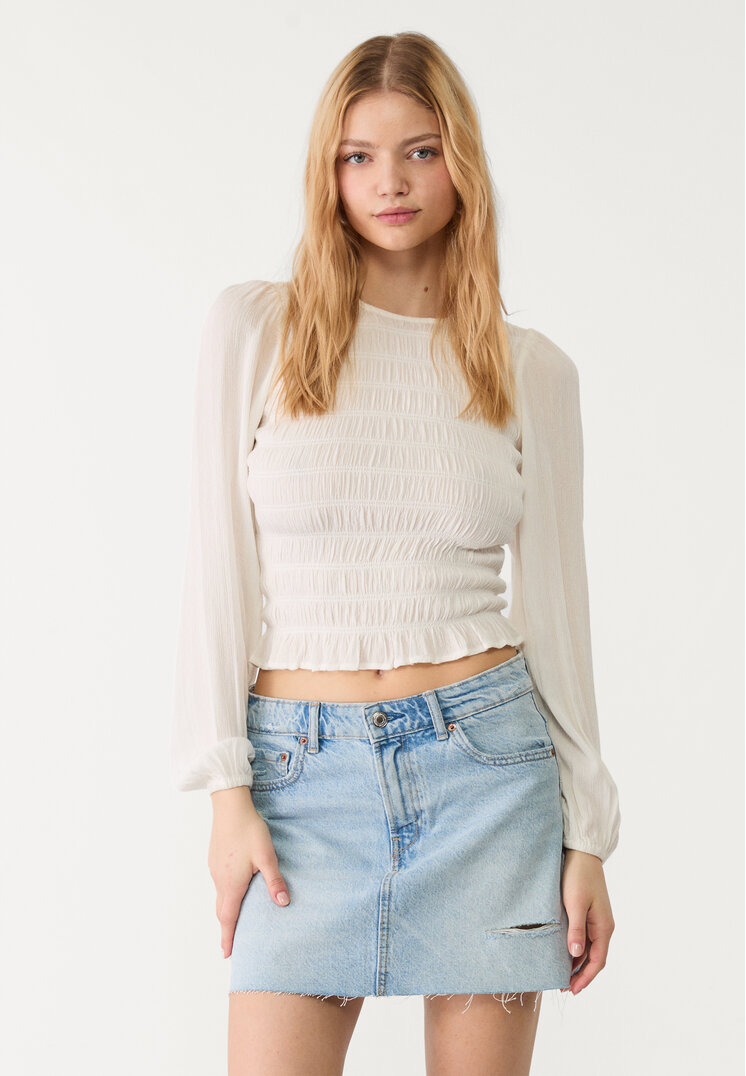 Stradivarius Krótka spódnica jeansowa Niebieski denim 42