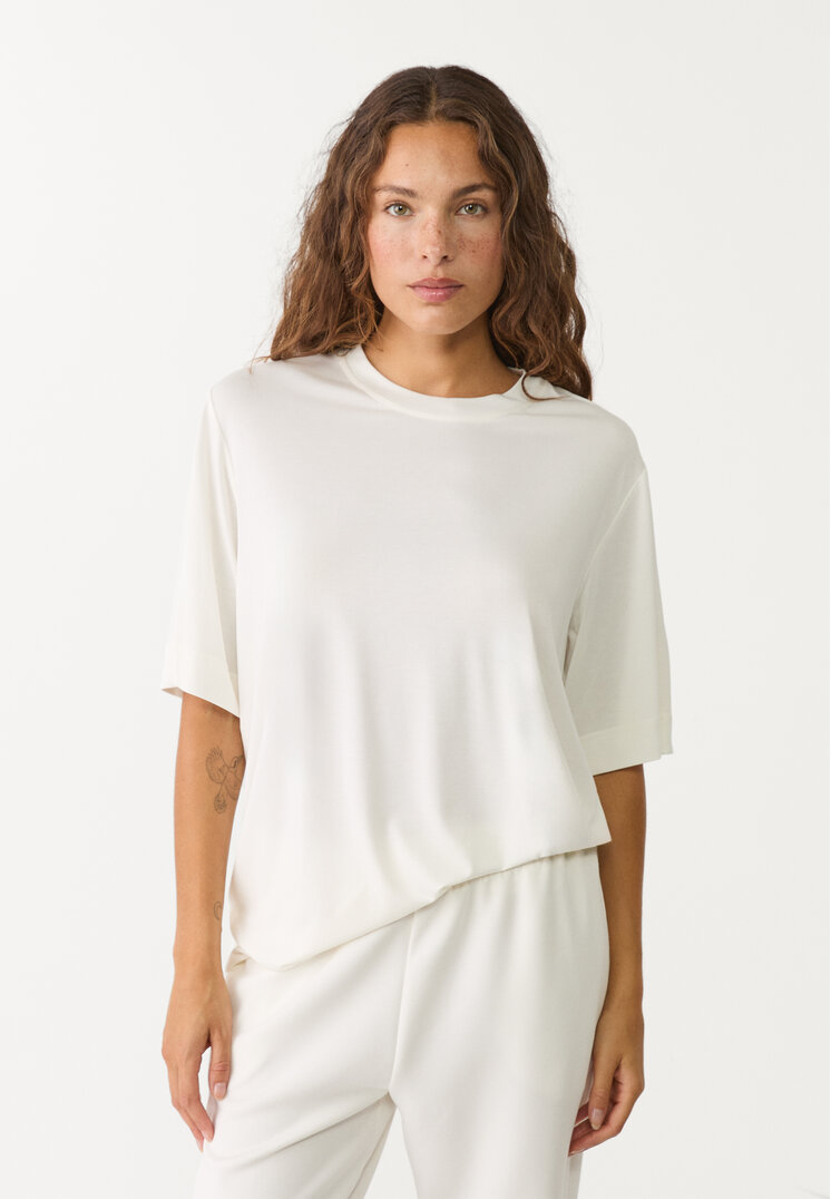 Stradivarius Koszulka oversize o miękkiej fakturze Ecru L