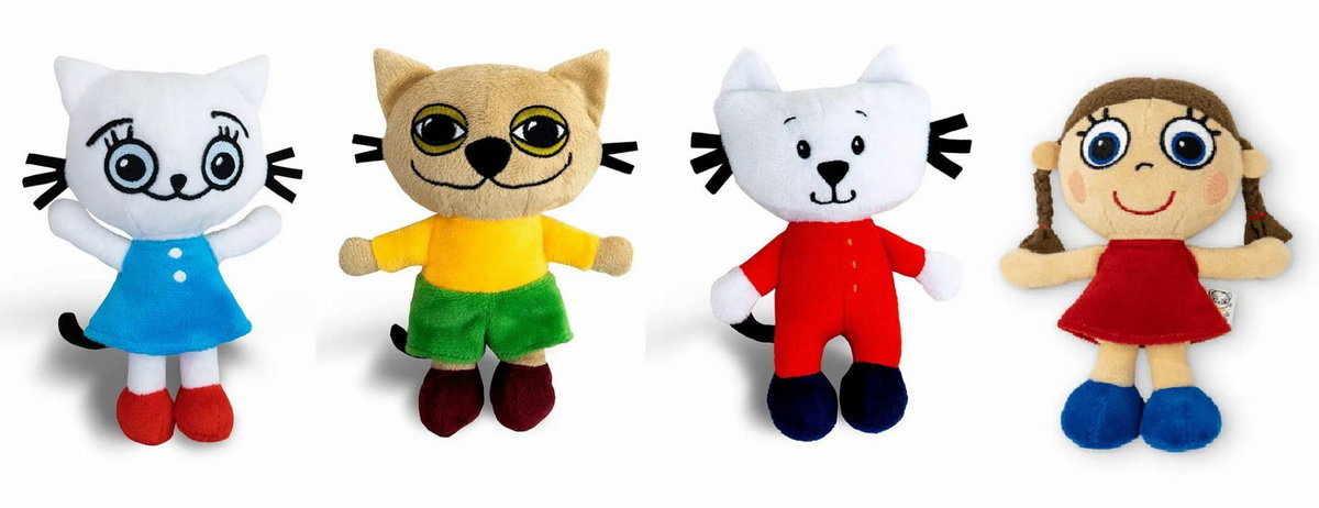 Zestaw 4 maskotek Kicia Kocia Pacek Nunuś Adelka