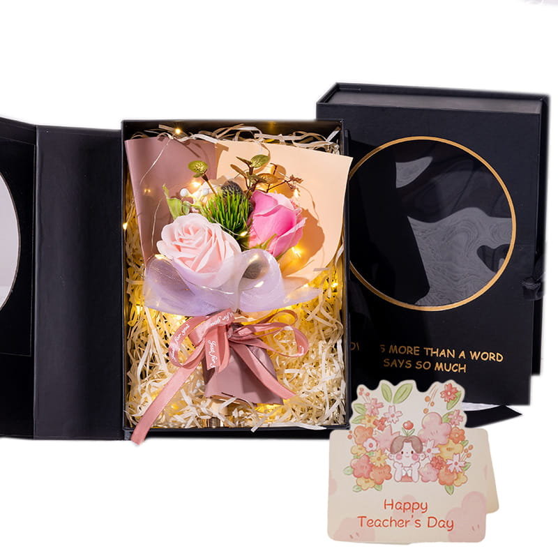 Flowerbox Książka Kwiaty Mydlane Róże prezent dla nauczyciela wychowawcy [Róże w pudełku: czerwony]