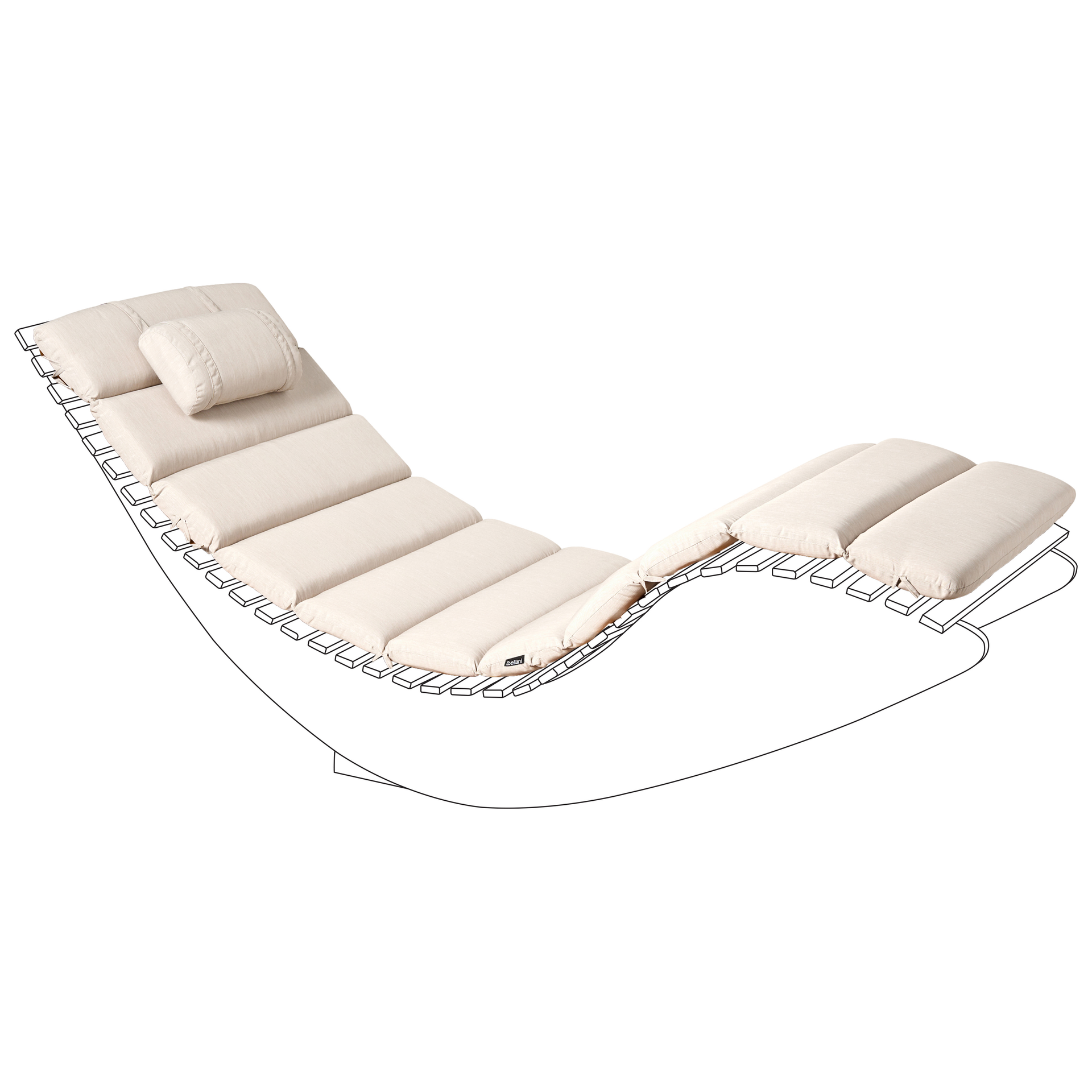 Blmeble Poduszka na leżak ogrodowy BRESCIA PREMIUM 180 x 60 cm Jasnobeżowy