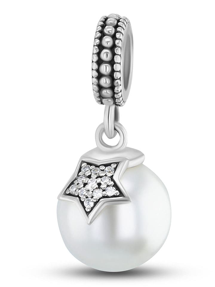 CHARM'S Srebrna zawieszka z perłą i cyrkoniami