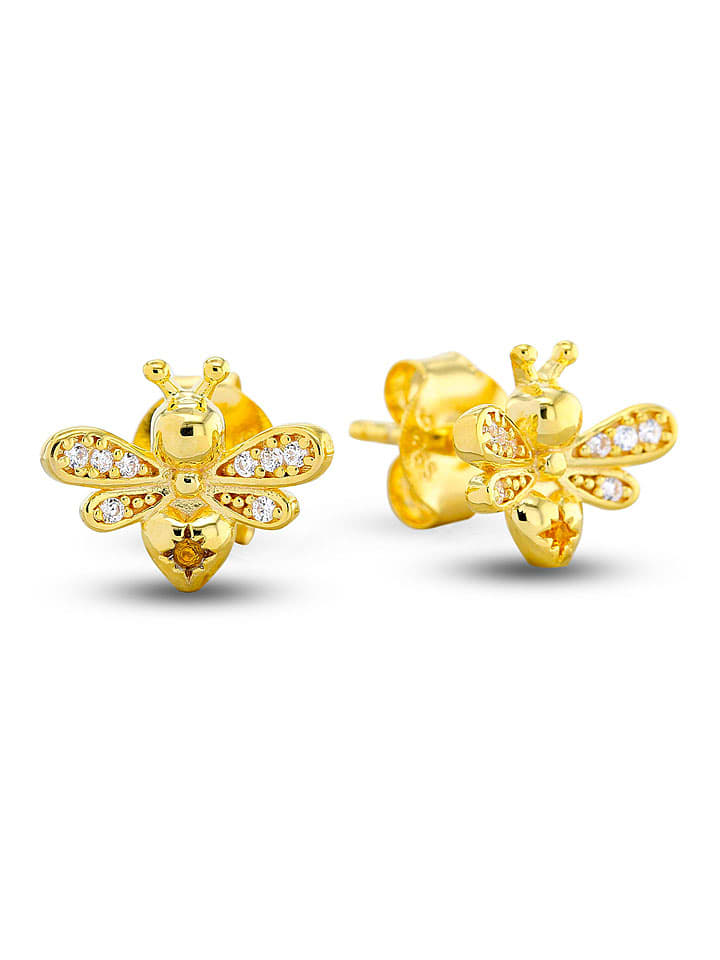 CHARM'S Pozłacane kolczyki-wkrętki z cyrkoniami