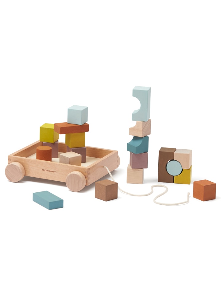Kid´s CONCEPT Samochód w różnych kolorach z drewnianymi klockami - 18 m+