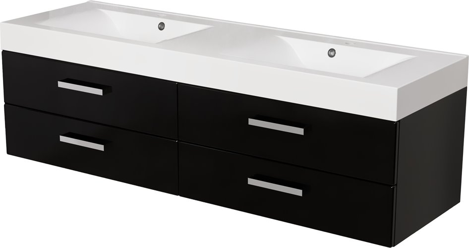 Czarna szafka wisząca z umywalką 160 cm seria Fokus C