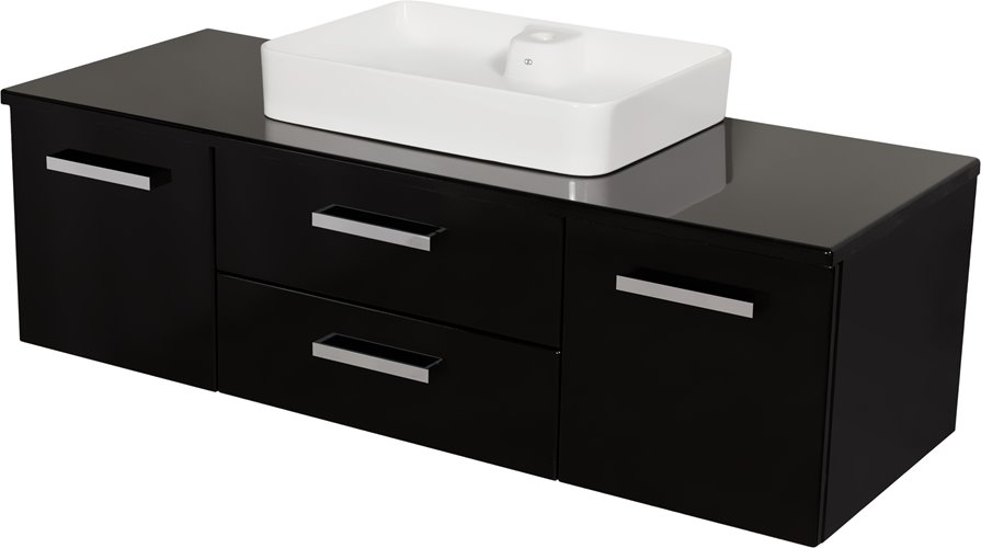 Czarna szafka wisząca z umywalką 140 cm Luna seria Fokus C
