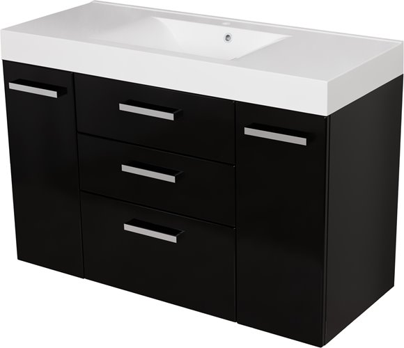 Czarna szafka wisząca z umywalką 120 cm Nela seria Fokus C