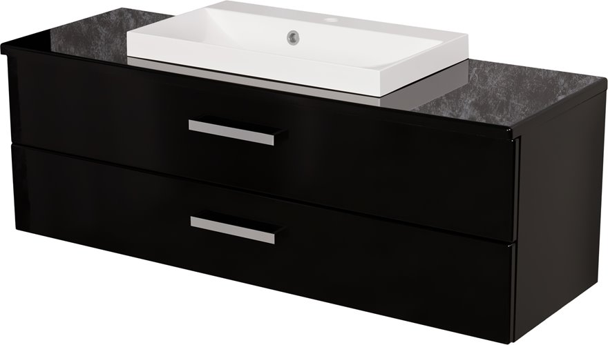 Czarna szafka wisząca z umywalką 120 cm Liv seria Fokus C