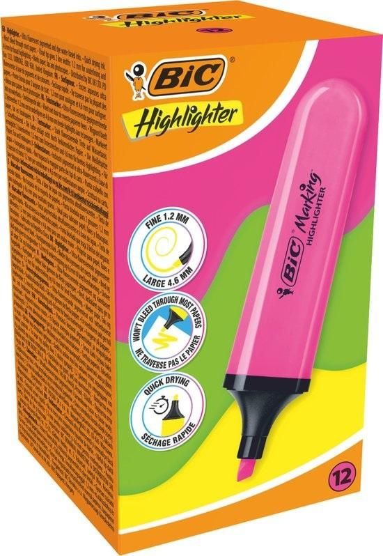 Zakreślacz Highlighter neon Bic różowy 12 szt.